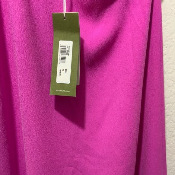 New with tags $298 Trina Turk Womens Gull Asymmetrical Fringe-Hem Dress - Picture 8 of 12